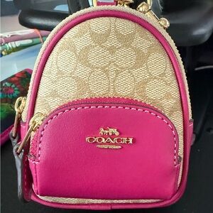 Coach Fuchsia and Beige Mini Bag
